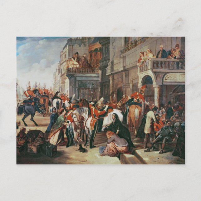 Fourth Dragoon Guards leaving Postcard (Front)