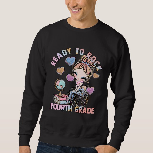 Fourth Grade 4 Wheelchair First Day School Girls D Sweatshirt (Front)