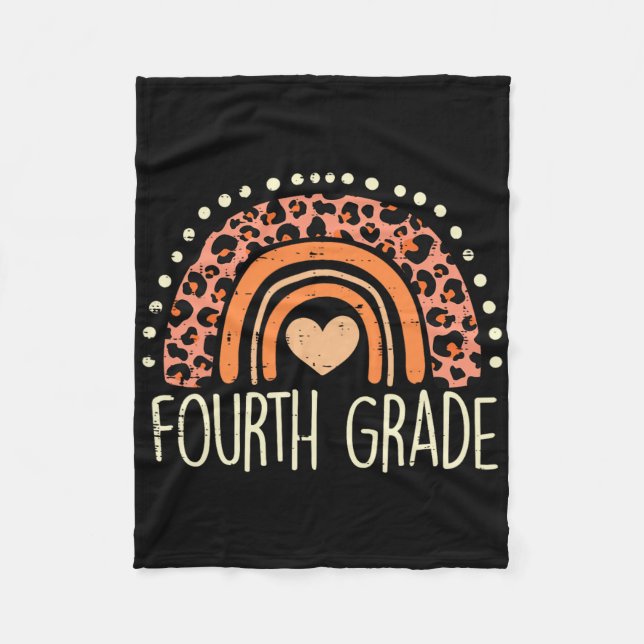 Fourth Grade 4th Rainbow First Day Of School Teach Fleece Blanket (Front)
