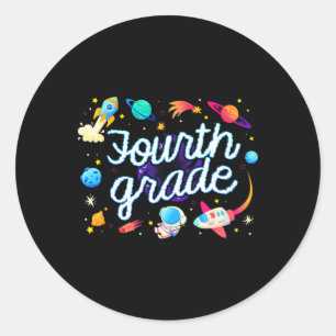 Fourth Grade Astronaut Planets Space Back To Schoo Classic Round Sticker
