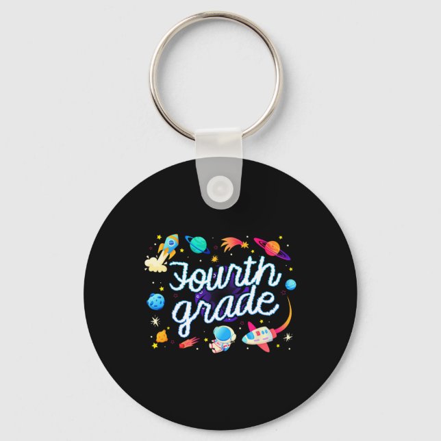 Fourth Grade Astronaut Planets Space Back To Schoo Key Ring (Front)