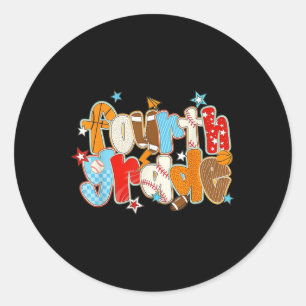 Fourth Grade Back To School Baseball Basketball Pr Classic Round Sticker