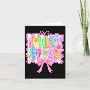 Fourth Grade Back To School Bow Cute Coquette 4th Card