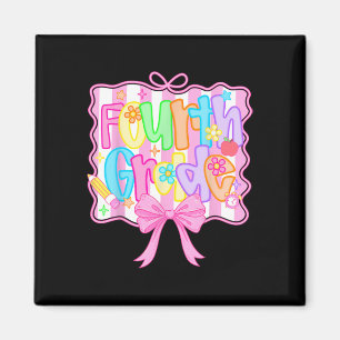 Fourth Grade Back To School Bow Cute Coquette 4th Magnet