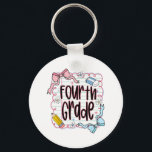 Fourth Grade Back To School For Girls Pink Noteboo Key Ring<br><div class="desc">Fourth Grade Back To School For Girls Pink Notebook</div>