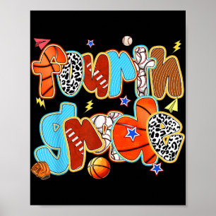 Fourth Grade Baseball Basketball Football Sports B Poster