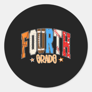 Fourth Grade Basketball Baseball Football Back To Classic Round Sticker