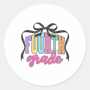 Fourth Grade Coquette Bow Back To School Funny Tea Classic Round Sticker