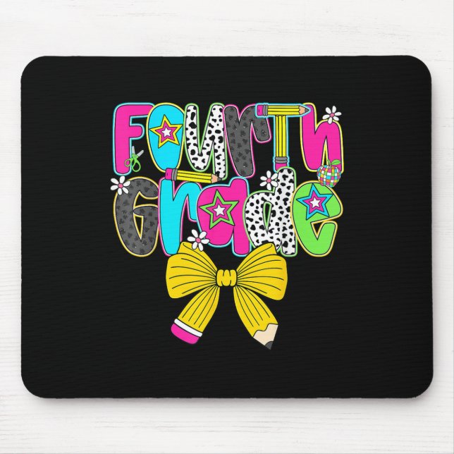 Fourth Grade Coquette Bow First Day Of School Back Mouse Pad (Front)