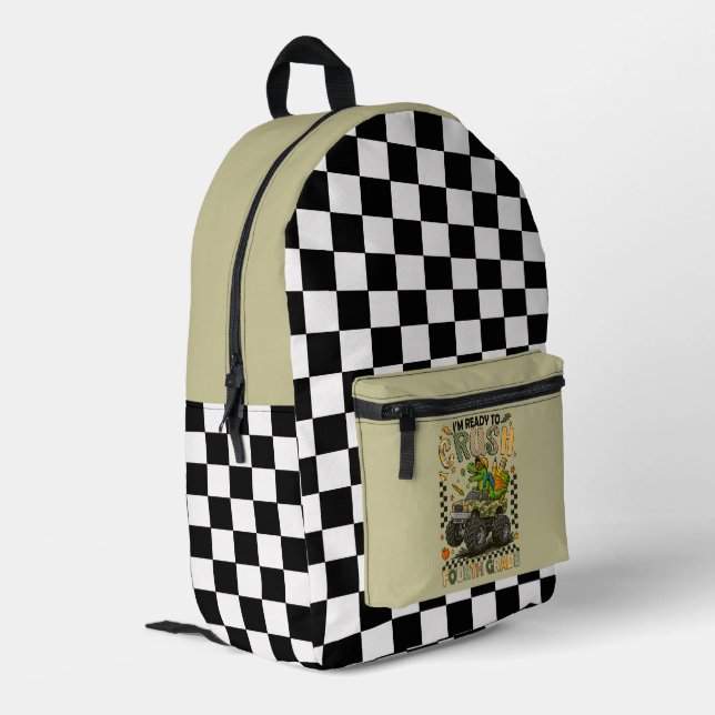 Fourth Grade Crusher: Monster Truck Confidence Printed Backpack (Back Corner Left)