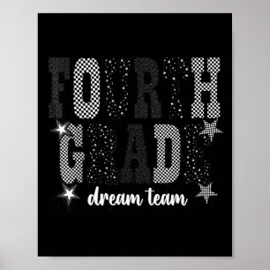 Fourth Grade Dream Team 4th Grade Chequered Back Poster