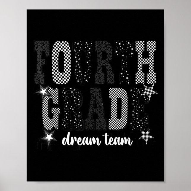 Fourth Grade Dream Team 4th Grade Chequered Back Poster (Front)