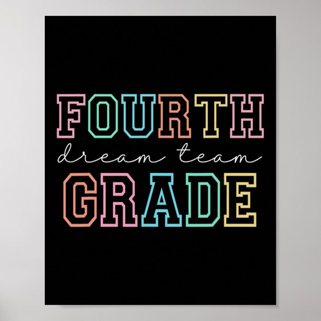 Fourth Grade Dream Team 4th Grade First Day Of Sch Poster (Front)