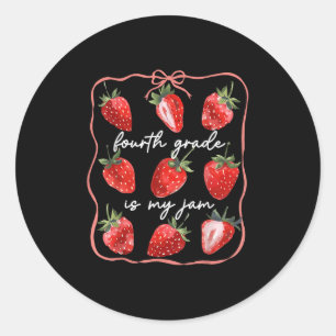 Fourth Grade Is My Jam Strawberry Coquette Back To Classic Round Sticker