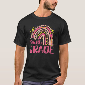 Fourth Grade Leopard Rainbow Back To School Teache T-Shirt