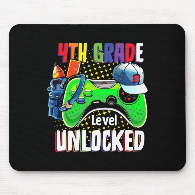 Fourth Grade Level Unlocked Back To School Video G Mouse Pad (Front)