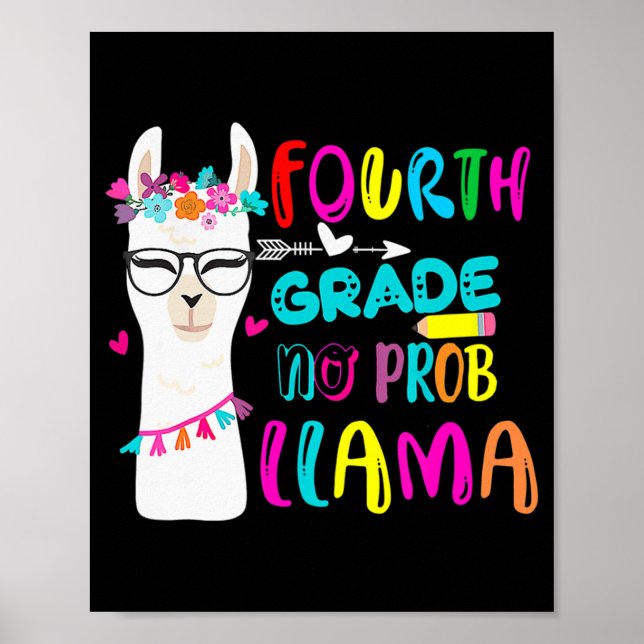 Fourth Grade No Prob Llama Teacher Student Back To Poster (Front)