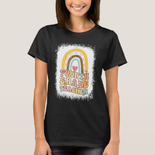 Fourth Grade Rainbow Bleached Retro Back To School T-Shirt