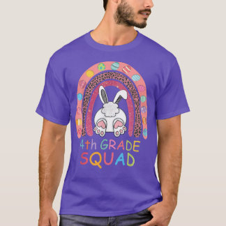 Fourth Grade Rainbow Bunny Boy Girl Teacher Squad  T-Shirt