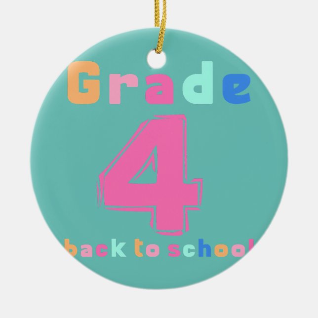 fourth Grade Rainbow Girls Boys Teacher Cute 4th Ceramic Ornament (Front)