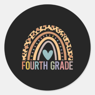 Fourth Grade Rainbow Girls Boys Teacher Team 4th G Classic Round Sticker