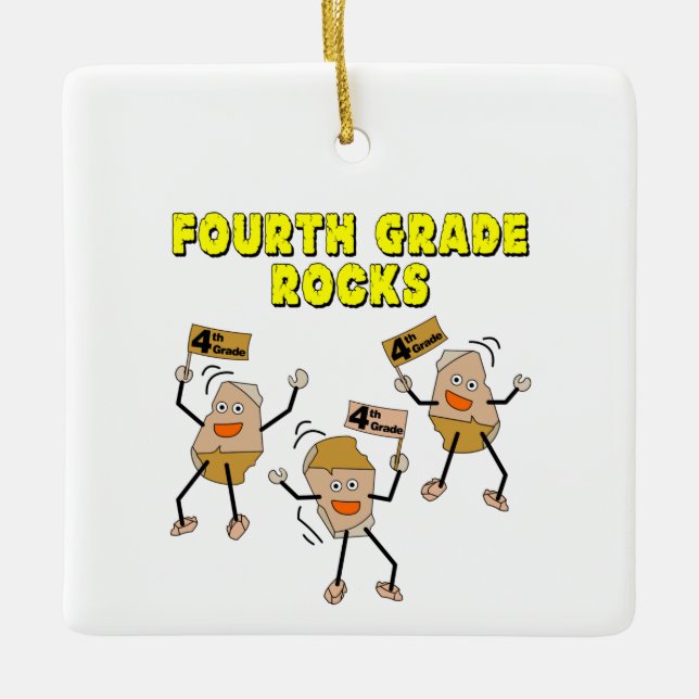 Fourth Grade Rocks Ceramic Ornament (Front)