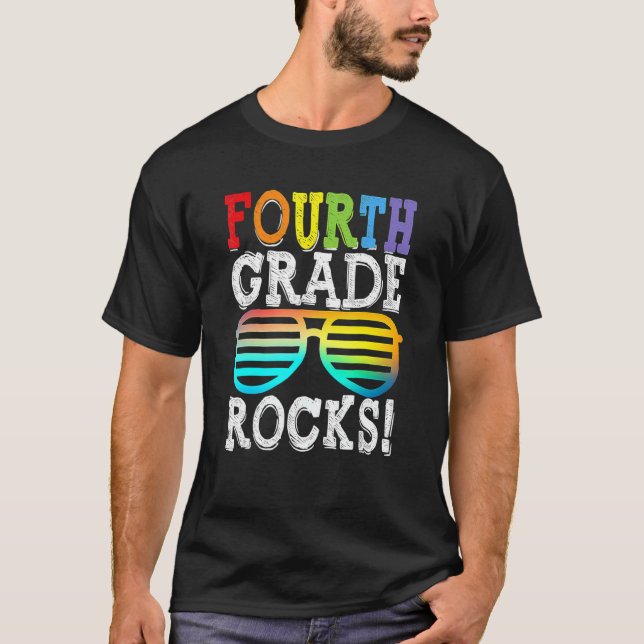 Fourth Grade Rocks Sunglass Back To School Teacher T-Shirt (Front)