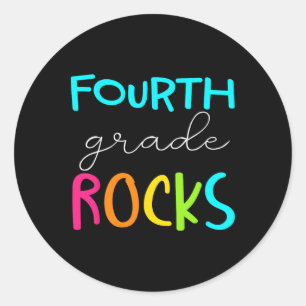 Fourth Grade Rocks Team 4th Grade Teacher Classic Round Sticker