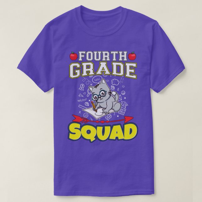 Fourth Grade Squad Funny Elementary Primary School T-Shirt (Design Front)
