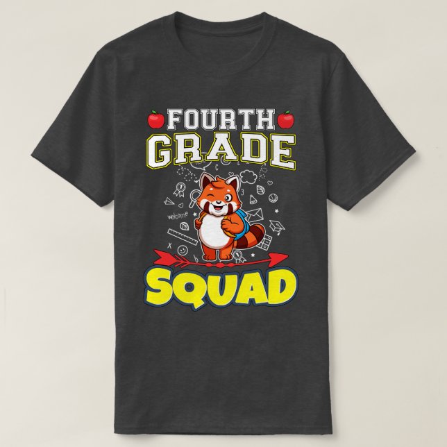 Fourth Grade Squad Funny Elementary Primary School T-Shirt (Design Front)