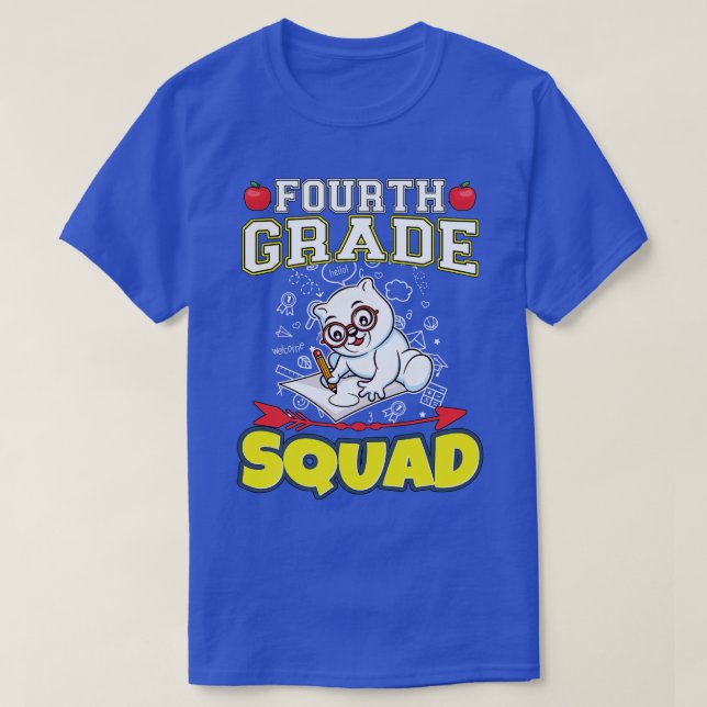 Fourth Grade Squad Funny Elementary Primary School T-Shirt (Design Front)