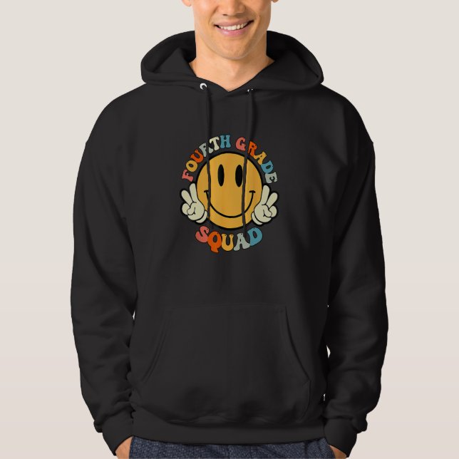 Fourth Grade Squad Smile Face Teacher Student Back Hoodie (Front)