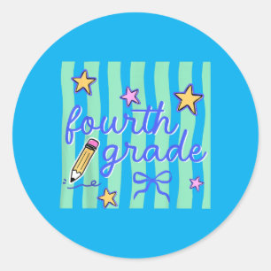 Fourth Grade Teacher 4th Grade Preppy Ed Back To Classic Round Sticker