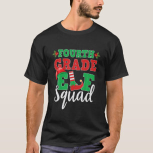 Fourth Grade Teacher Christmas Elf Squad Funny Xma T-Shirt