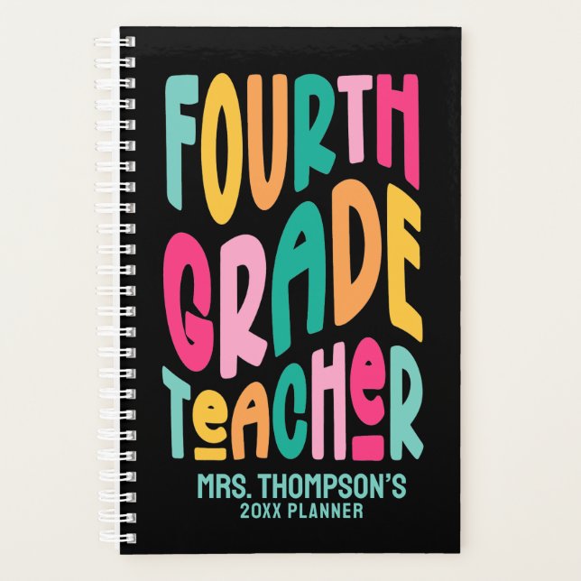 Fourth Grade Teacher Colourful Text Planner (Front)