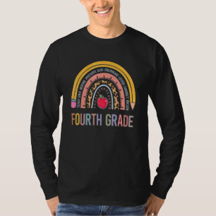Fourth Grade Teacher Leopard Rainbow 4th Grade Tea T-Shirt