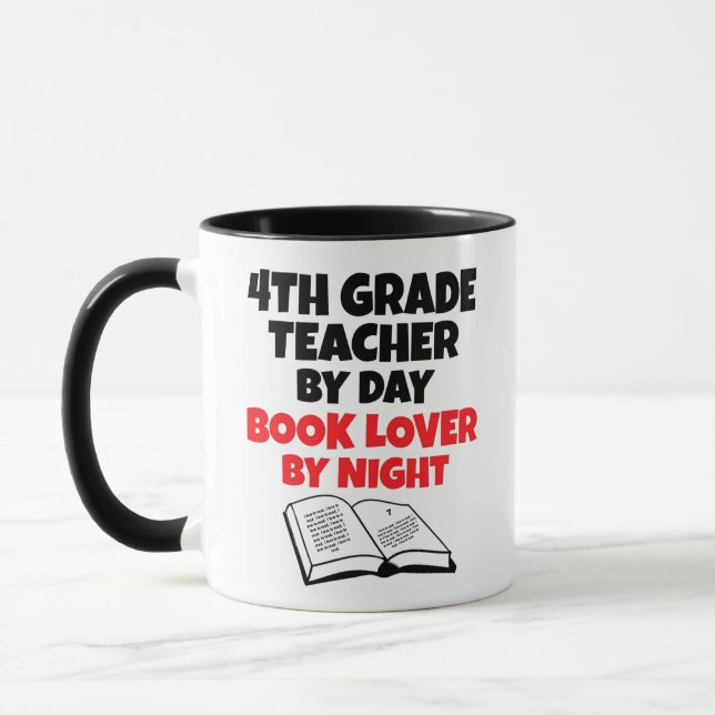 Fourth Grade Teacher Loves Reading Mug (Left)