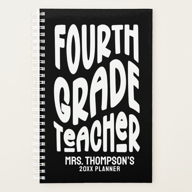 Fourth Grade Teacher Minimalist Typography  Planner (Front)