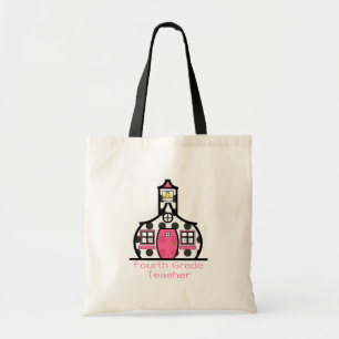 Fourth Grade Teacher Polka Dot Schoolhouse Tote Bag