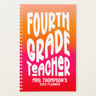 Fourth Grade Teacher Red Orange Ombre Planner