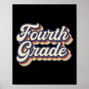 Fourth Grade Teacher Retro Vintage 4th Grade Teach Poster
