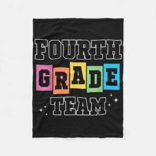 Fourth Grade Team 4th Grade Vibes Retro First Day Fleece Blanket
