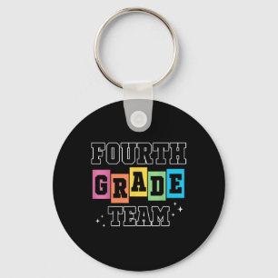 Fourth Grade Team 4th Grade Vibes Retro First Day Key Ring