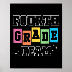 Fourth Grade Team 4th Grade Vibes Retro First Day Poster