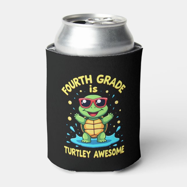 Fourth Grade Turtle-y Awesome First Day of Fourth  Can Cooler (Can Front)