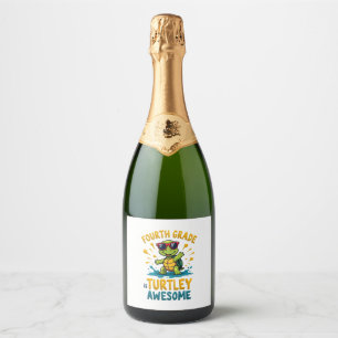 Fourth Grade Turtle-y Awesome First Day of Fourth Sparkling Wine Label
