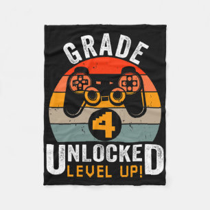 Fourth Grade Unlocked Level Up Gamer Vintage Video Fleece Blanket