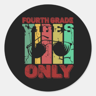Fourth Grade Vibes 4th Grade Retro Byck To School Classic Round Sticker