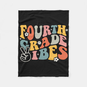 Fourth Grade Vibes - 4th Grade Team Retro 1st Day  Fleece Blanket