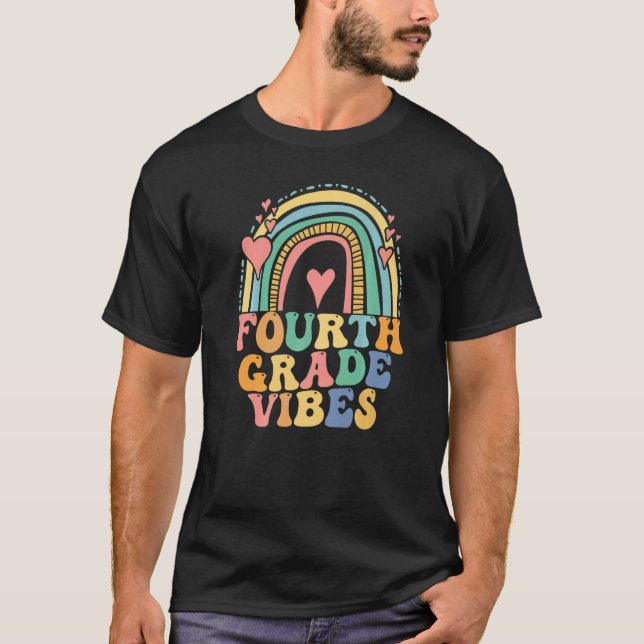 Fourth Grade Vibes  4th Grade Team Retro 1st Day o T-Shirt (Front)